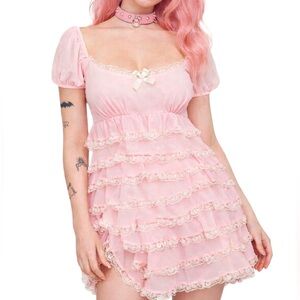 Sugar Thrillz Lolita Layered Ruffle Babydoll Lace Dress NWT
